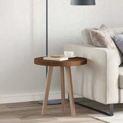 Table Top Round Solid Oak Wood Dark Brown