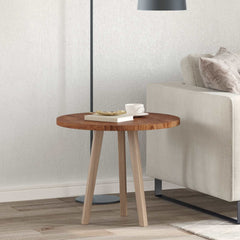 Table Top Round Solid Oak Wood Light Brown