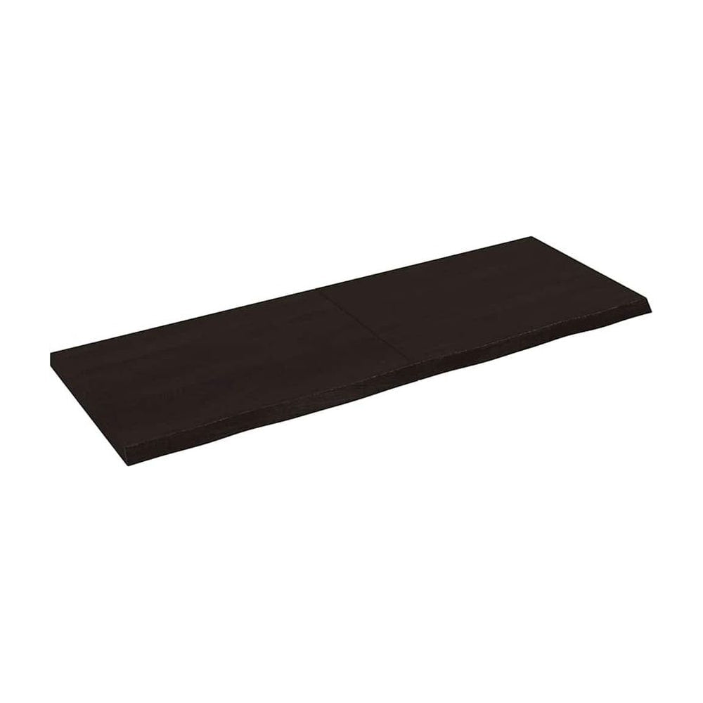 Table Top Dark Brown Treated Solid Wood Oak