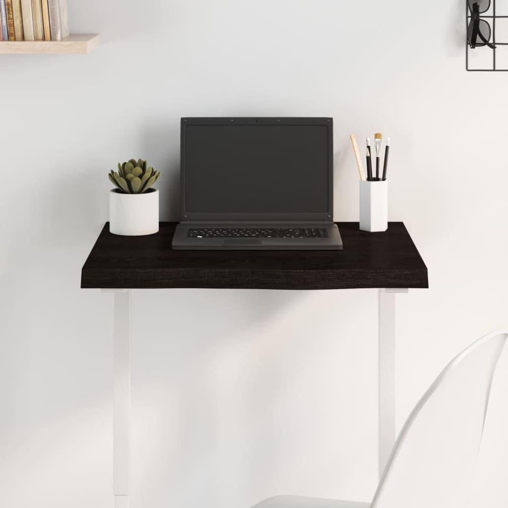 Table Top Dark Brown Treated Solid Wood Oak
