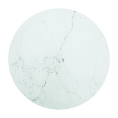 Table Top White Tempered Glass with Marble Design
