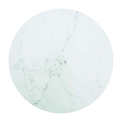 Table Top White Tempered Glass with Marble Design