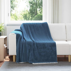 Throw Blanket Navy Blue 1.64 kg Fleece