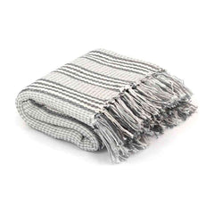 Throw Cotton Stripes Grey and White