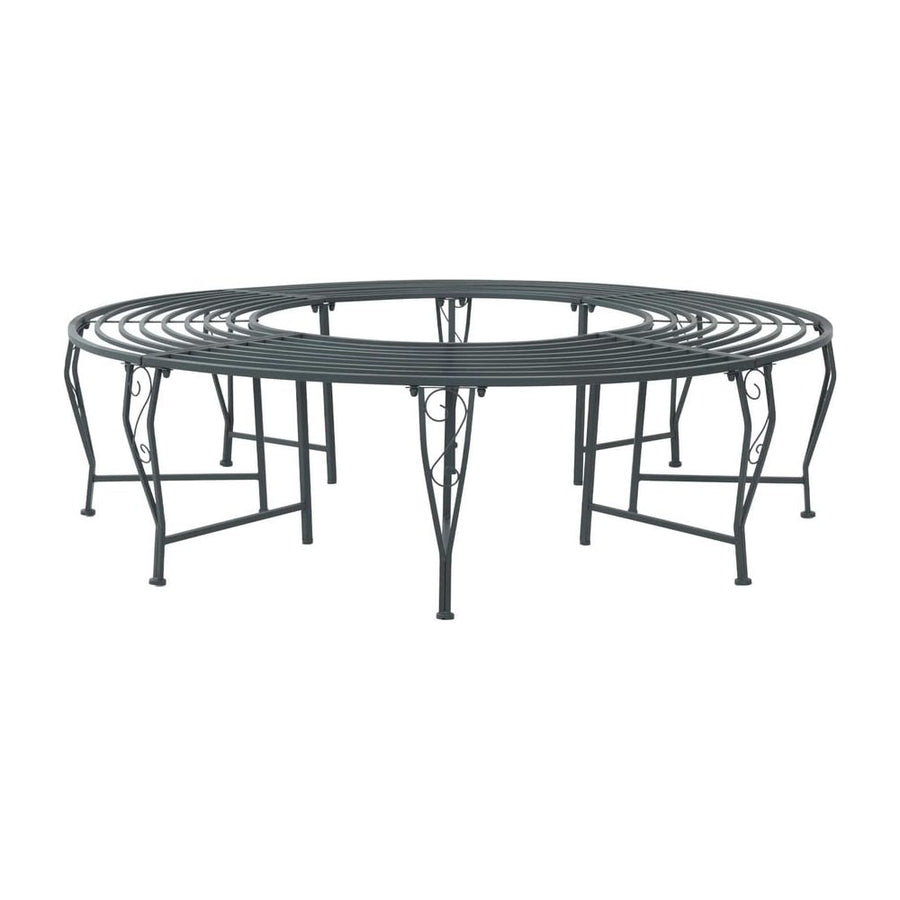 Tree Bench 8 -Seater Steel Silver Grey Round