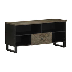 TV Cabinet Black Solid Wood Mango