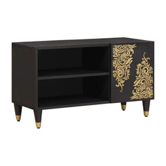 TV Cabinet Black Solid Mango Wood