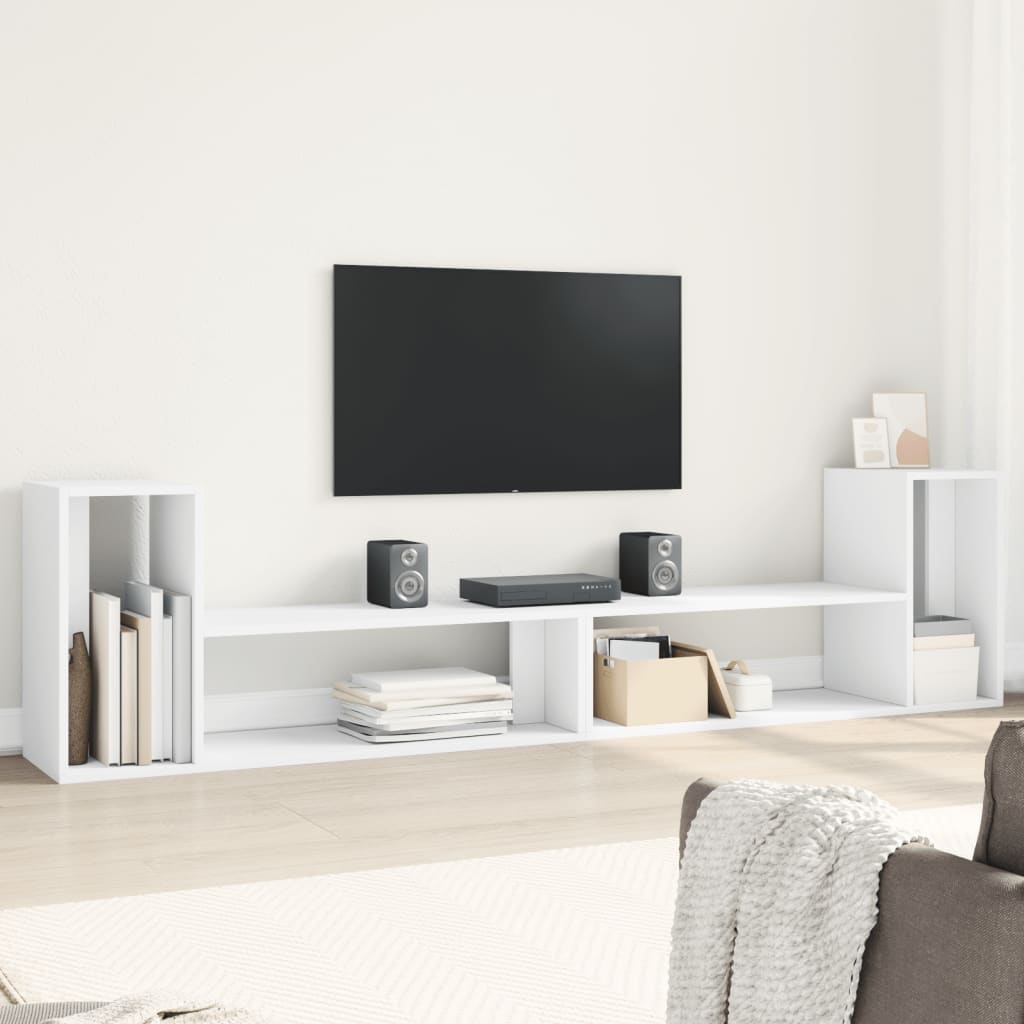 TV Cabinets 2 pcs White Engineered Wood