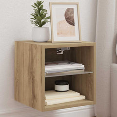 TV Wall Cabinet with LED Lights Artisan Oak