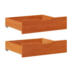 Under-Bed Drawers 2 pcs Wax Brown Solid Wood Pine