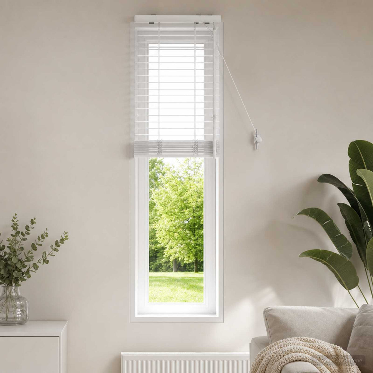 Venetian Blind White 35 mm Solid Paulownia Wood