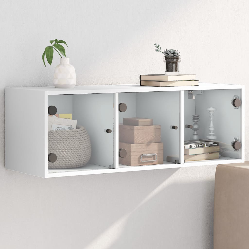 Wall Cabinet with Glass Doors White