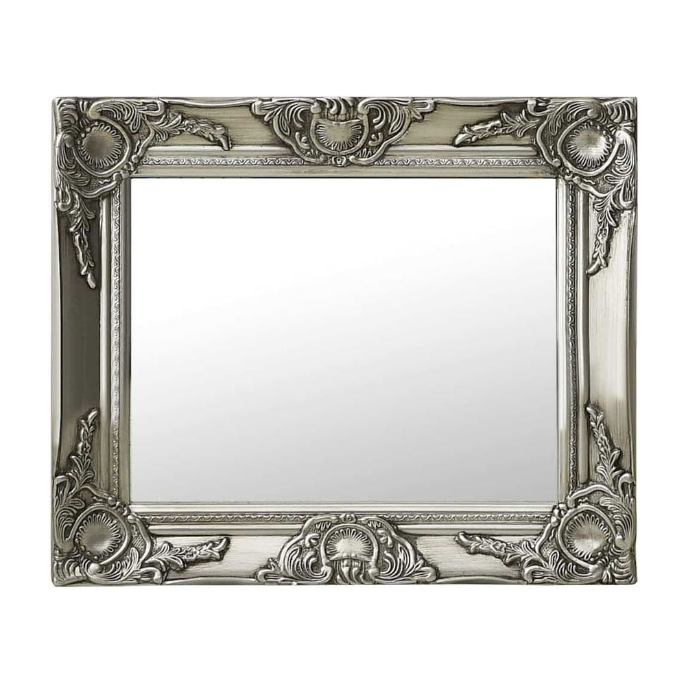Wall Mirror Baroque Style Silver
