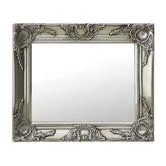 Wall Mirror Baroque Style Silver