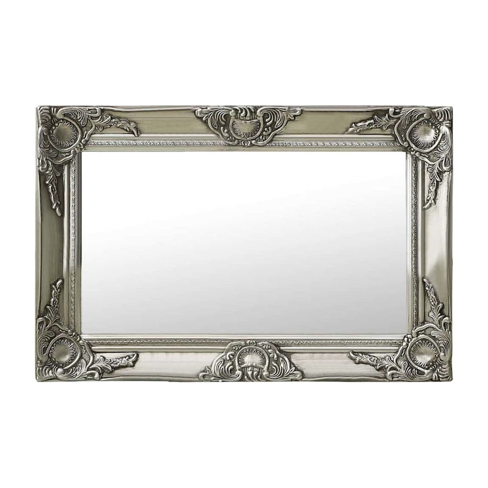 Wall Mirror Baroque Style Silver