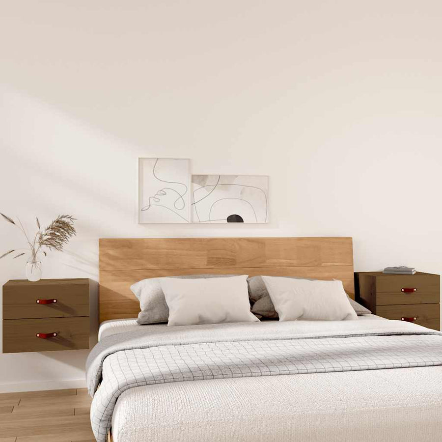 Wall-mounted Bedside Cabinets 2 pcs Honey Brown