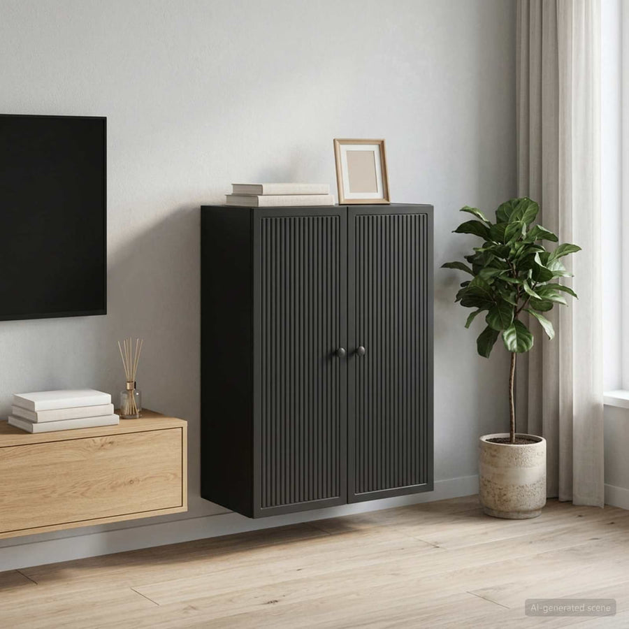 Wall-Mounted Cabinet Black Engineered Wood
