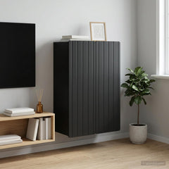 Wall-Mounted Cabinet Black Engineered Wood