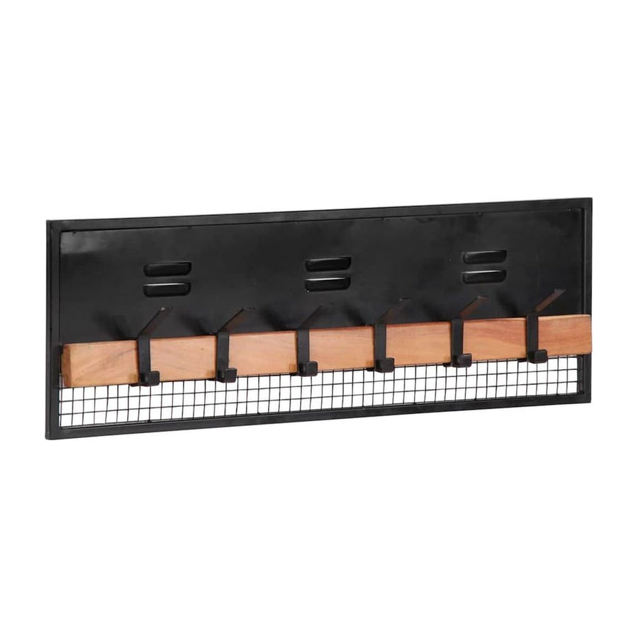 vidaXL Wall-mounted Coat Rack Solid Wood Mango with five metal hooks and a wooden bar
