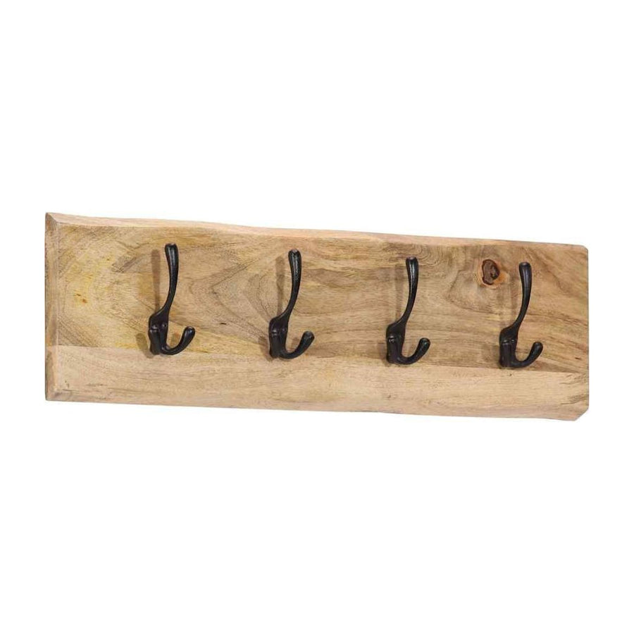 Wall-mounted Coat Rack with 4 Hooks Solid Wood Mango