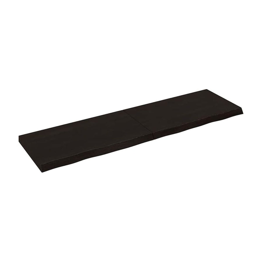 vidaXL Wall Shelf Dark Brown Treated Solid Wood Oak, a long flat shelf with a dark brown finish