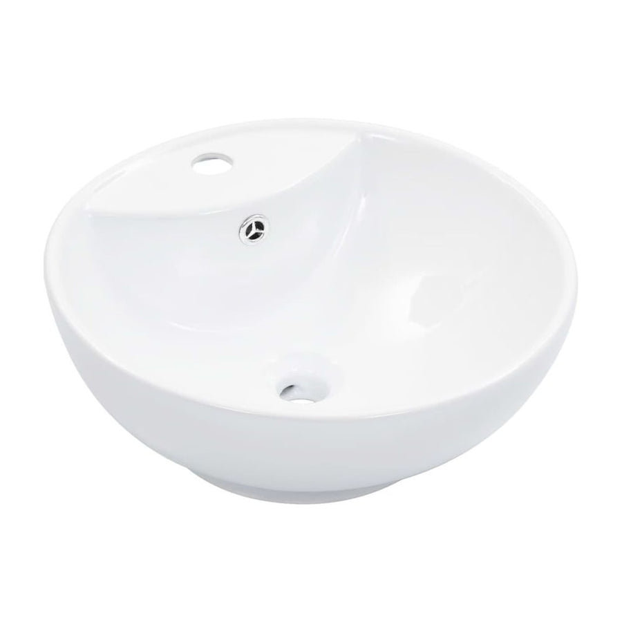 Wash Basin with Overflow Ceramic White
