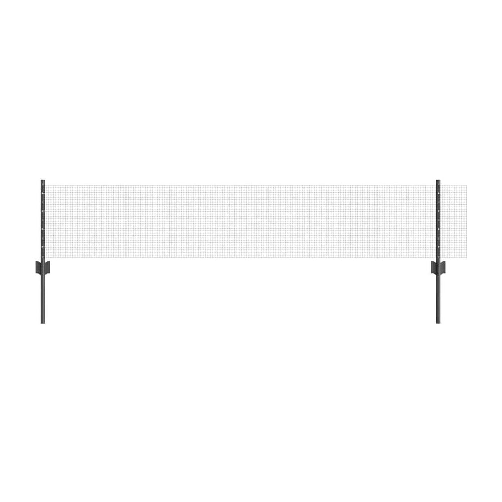 Welded Wire Fence with Posts PVC-Coated Steel Grey