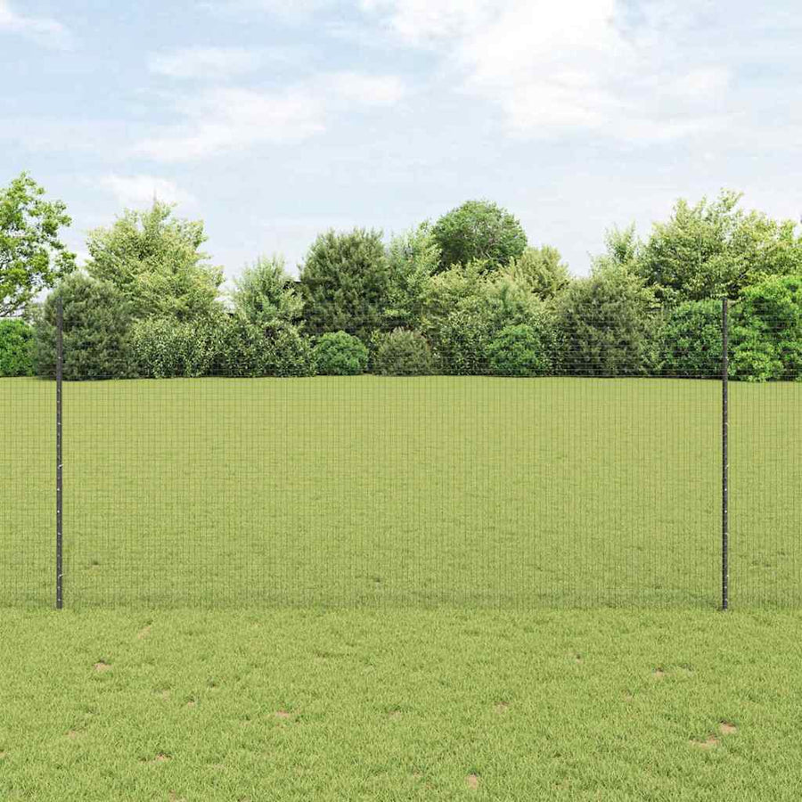 Welded Wire Fence with Posts PVC-Coated Steel Grey