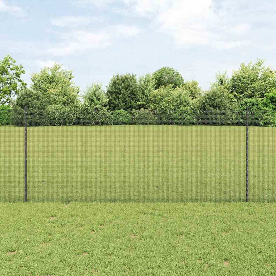 Welded Wire Fence with Posts Galvanised Steel Grey