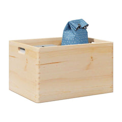 Wooden Box with Handles Solid Wood Pine