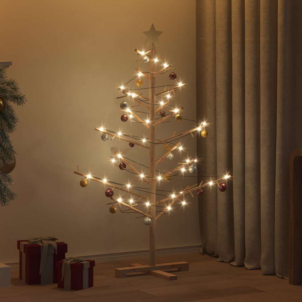 vidaXL Wooden Christmas Tree with Stand Natural 125 cm Solid pine wood 1