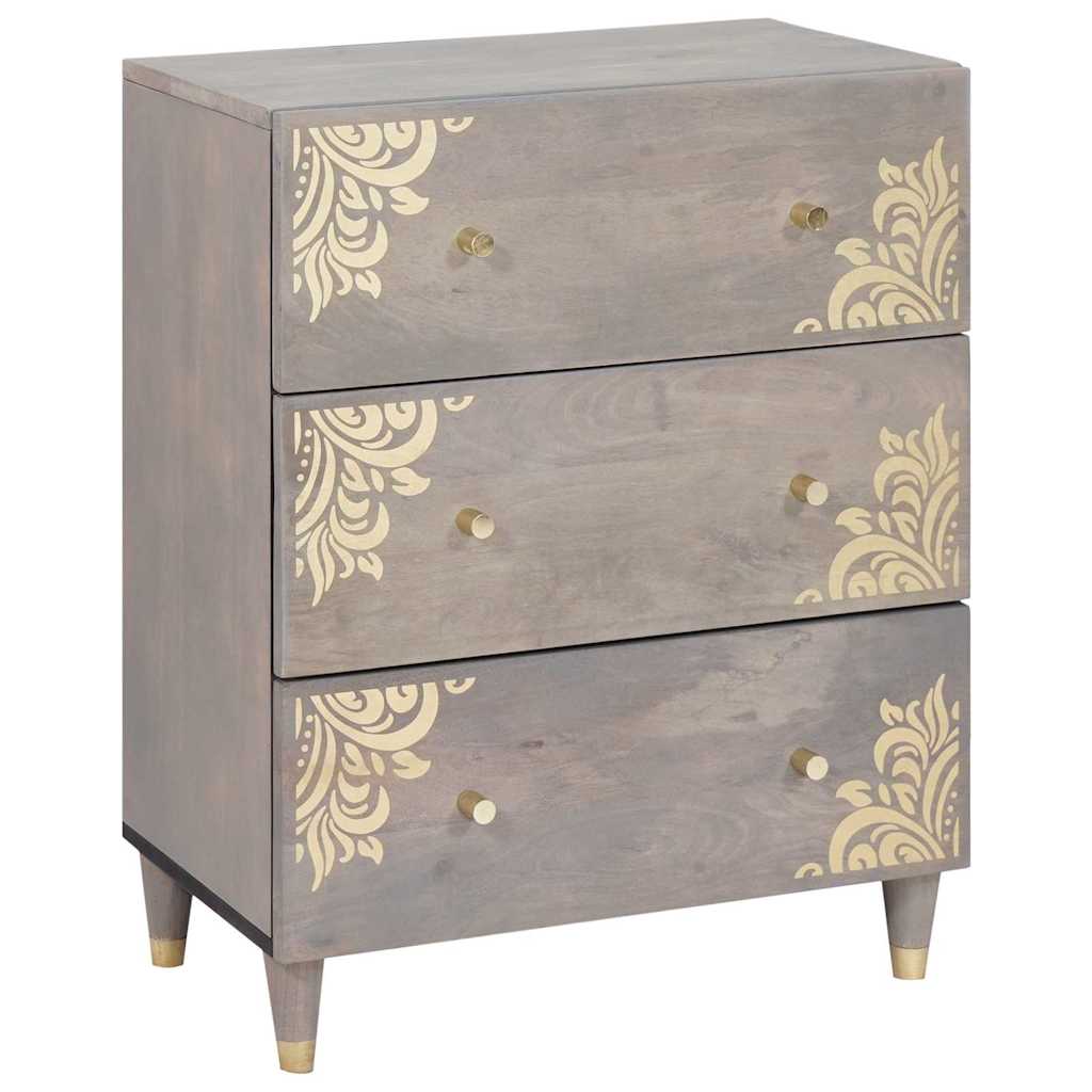 vidaXL Sideboard 2 pcs 60 x 33 x 75 cm Solid Mango Wood Grey 3
