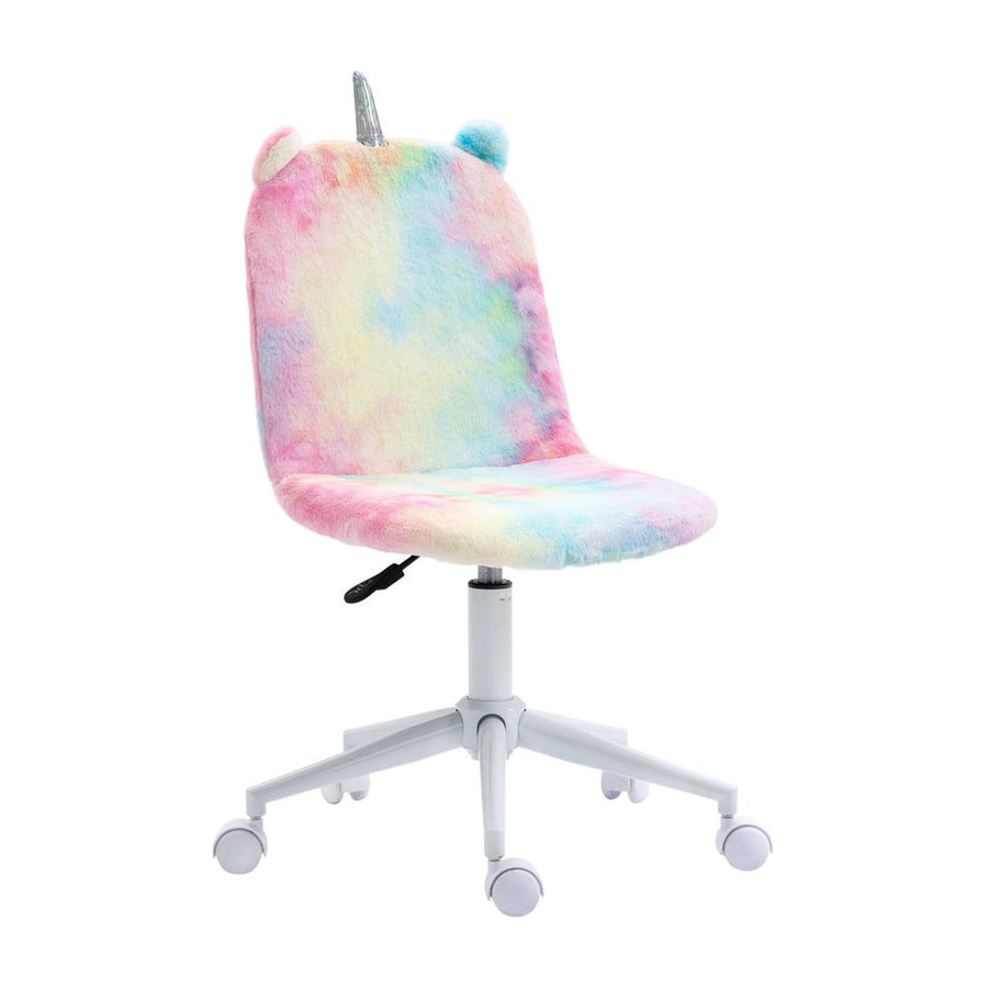 Vinsetto Fluffy Unicorn Office Chair with Mid-Back and Swivel Wheel, Cute Desk Chair, Rainbow Multi-Colored