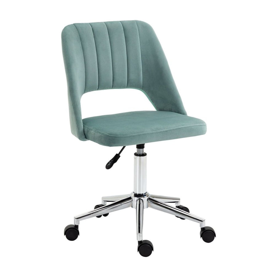 Vinsetto Mid Back Office Chair Velvet Fabric Swivel Scallop Shape Computer Desk Chair for Home Study Bedroom Green