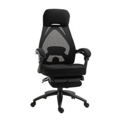 Vinsetto Office Chair with Footrest in black with a high mesh back and swivel base
