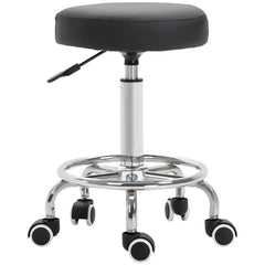 Vinsetto Round Rolling Stool, PU Leather Height Adjustable Stool Chair with Wheels and Swivel Seat for Salon, Massage, Spa