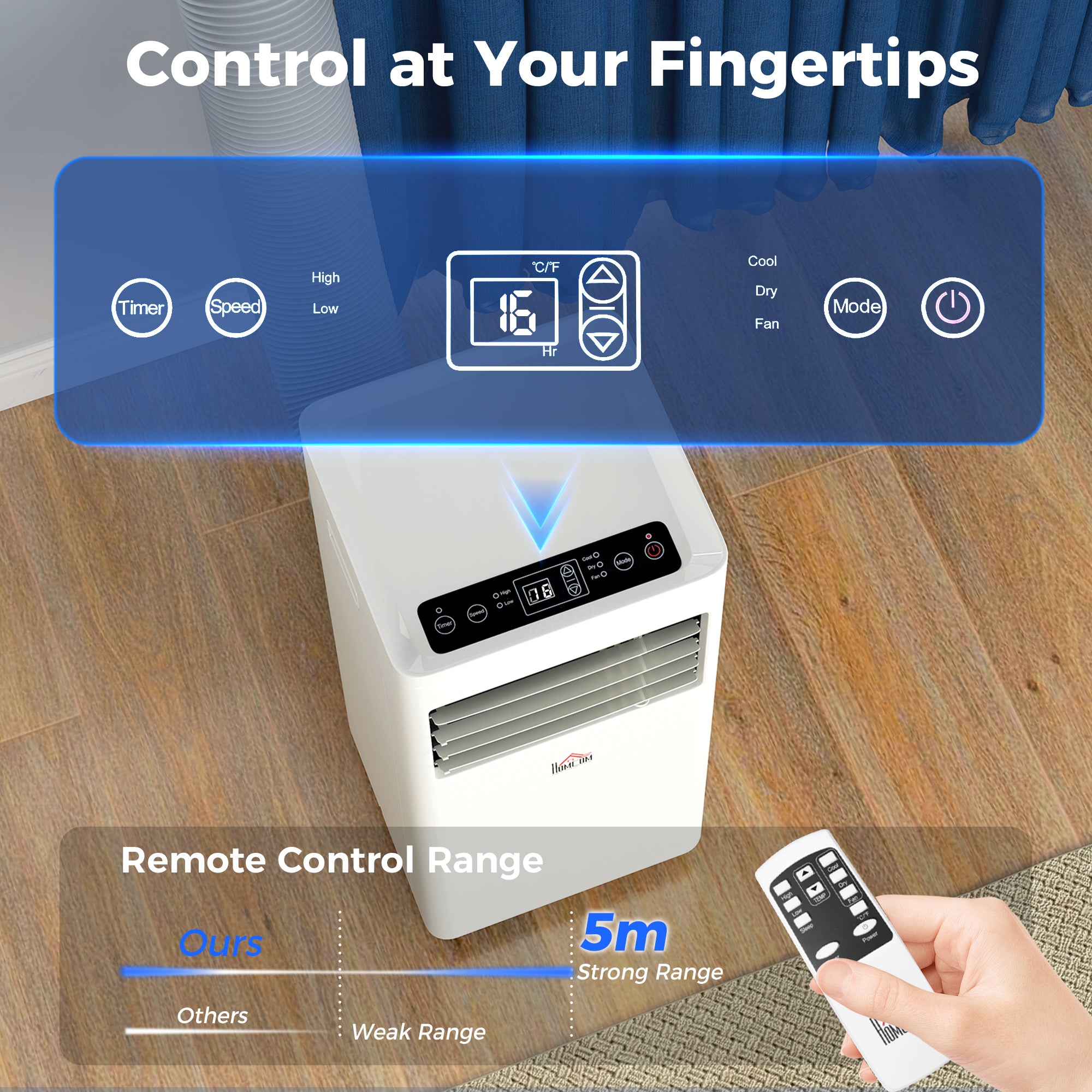 HOMCOM Portable Air Conditioner 5000 BTU, 4-in-1 Cooling, Dehumidifier, Fan, Sleep Mode, Air Conditioning Unit with Digital Display & Remote Control, 24H Timer, Window Venting Kit, for Room up to 18√£≈Ω¬°