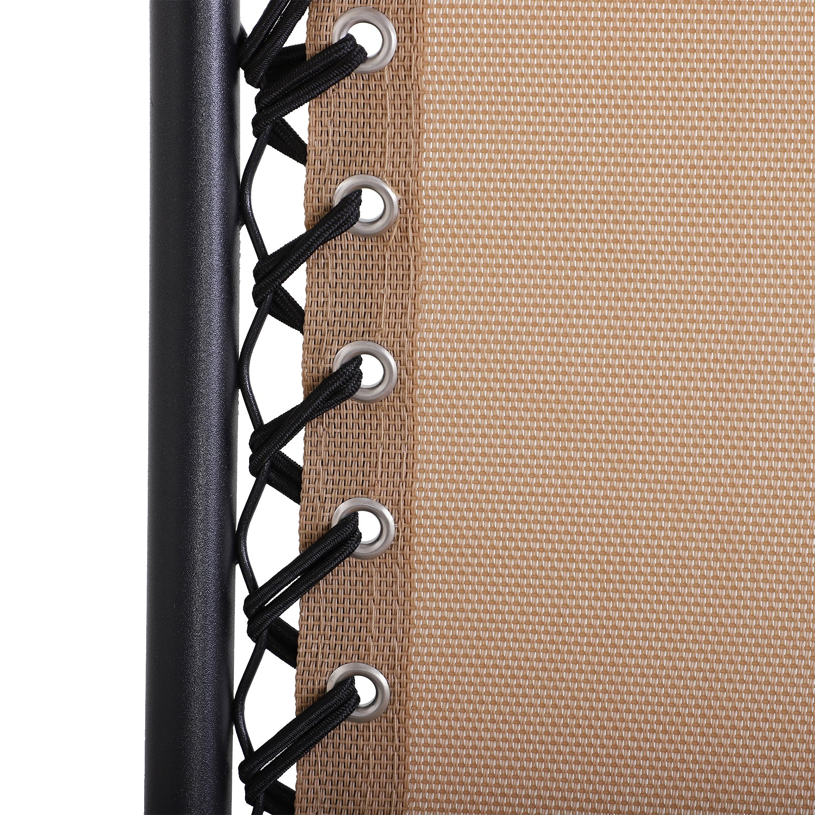 Outsunny Foldable Reclining Garden Chair with Headrest, Zero Gravity Deck Sun Lounger Seat Chair with Footrest, Armrest, Cup Holder & Canopy Shade, Beige