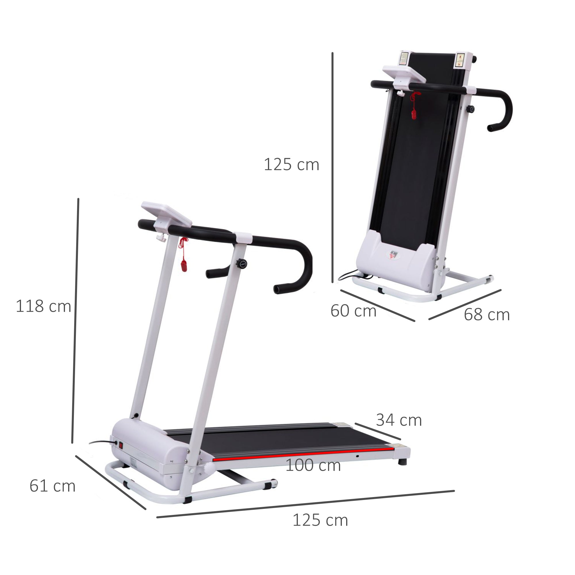 HOMCOM Folding Treadmill with Incline, Walking Pad Treadmill for Home, 1-10km/h Under Desk Running Machine with LCD Display and Wheels, No Assembly, White