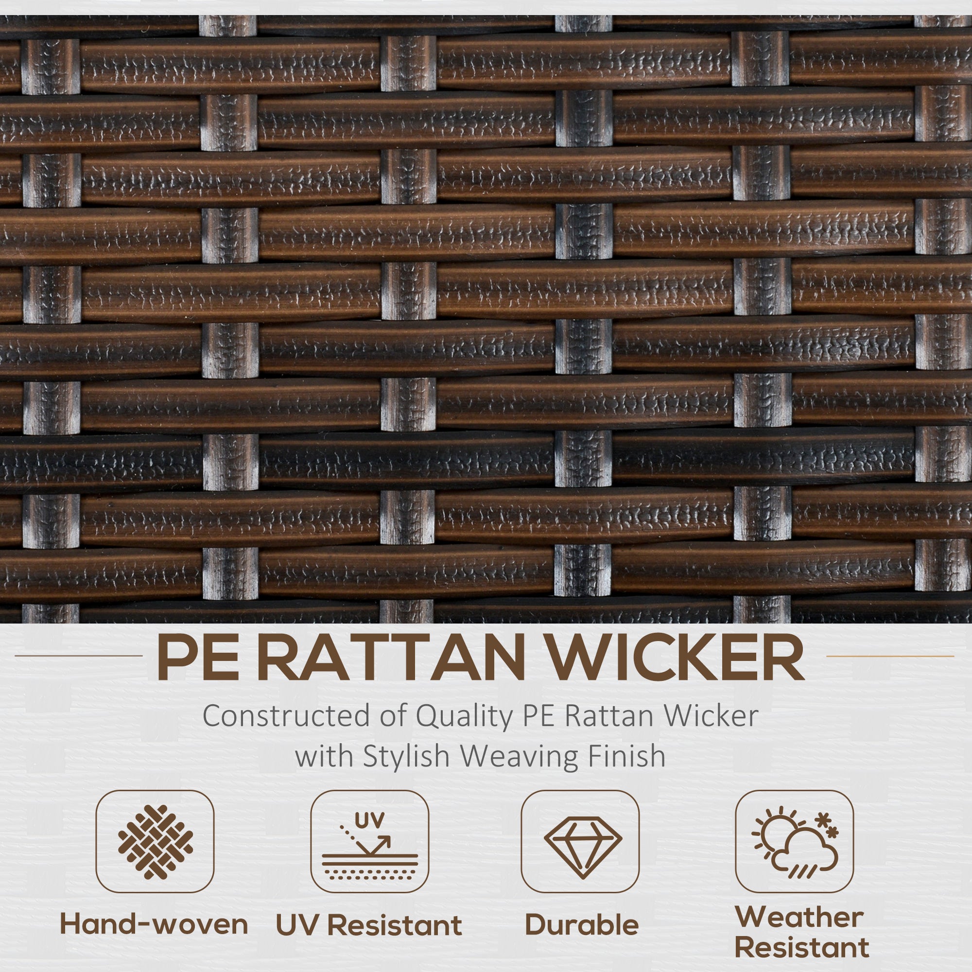 Outsunny Six-Piece Rattan Sofa Set, with Glass-Top Table - Mixed Brown