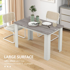 HOMCOM Dining Table for 4-6 People, Kitchen Table with Wood Effect for Dining Room, Grey
