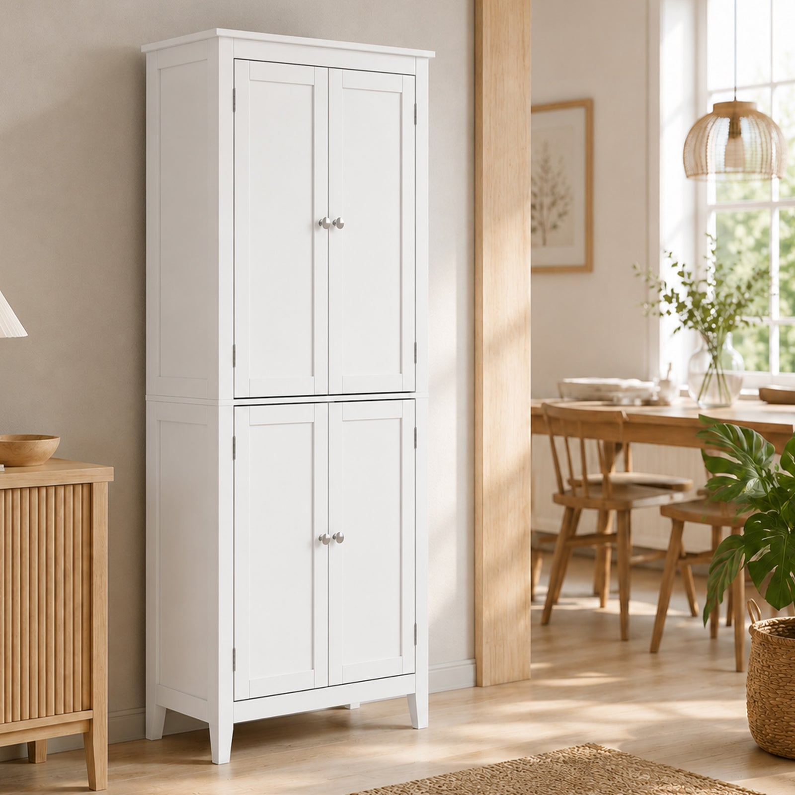 HOMCOM 170 cm Tall Bathroom Storage Cabinet, Freestanding Narrow Bathroom Cabinet with Adjustable Shelves for Laundry Room