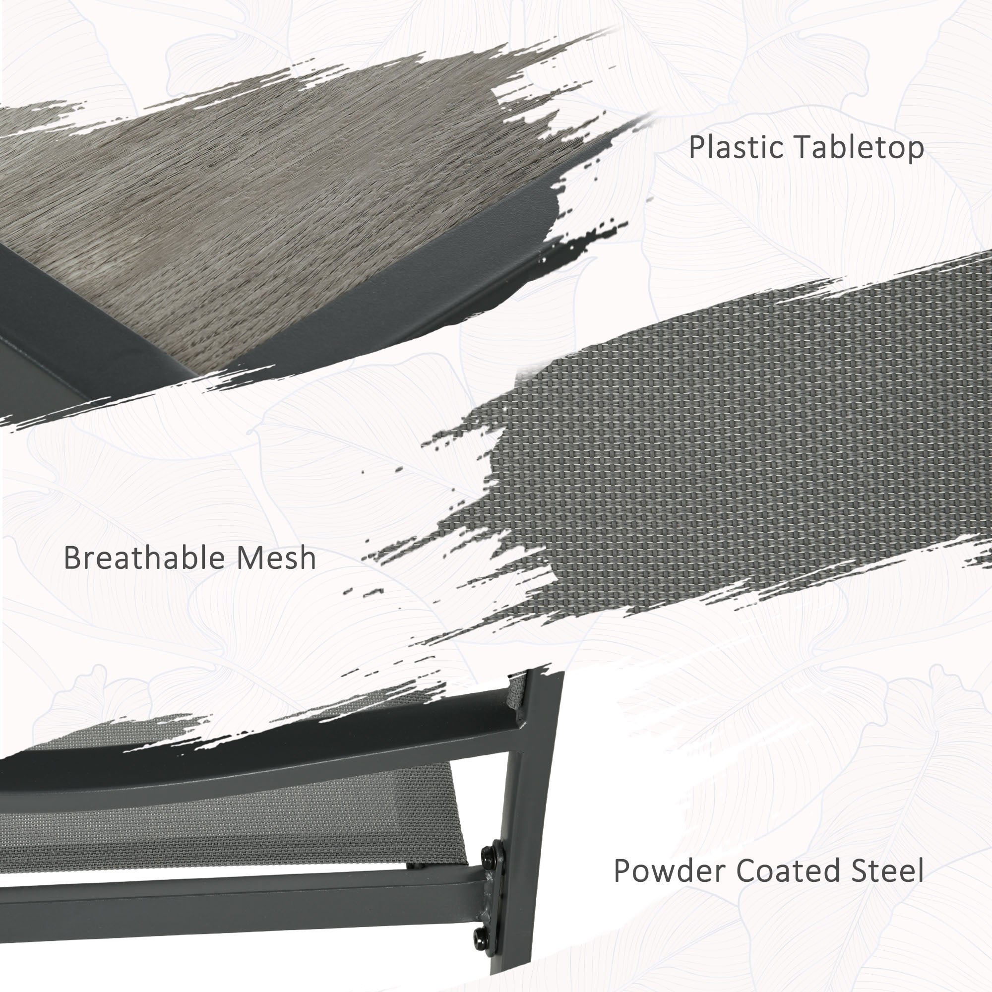 Outsunny Seven-Piece Casual Outdoor Dining Set, with Wood-Effect Table - Grey