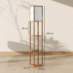HOMCOM Floor Lamp with Shelves, 4 Layer Standing Lamp with USB Ports, 3 Colour Temperature, Rustic Brown