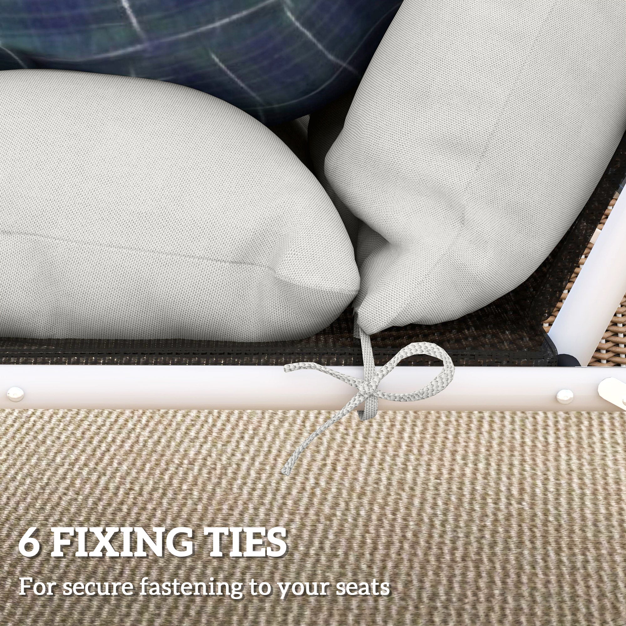 Outsunny Set of Two 190 x 56cm Sun Lounger Cushions - Light Grey