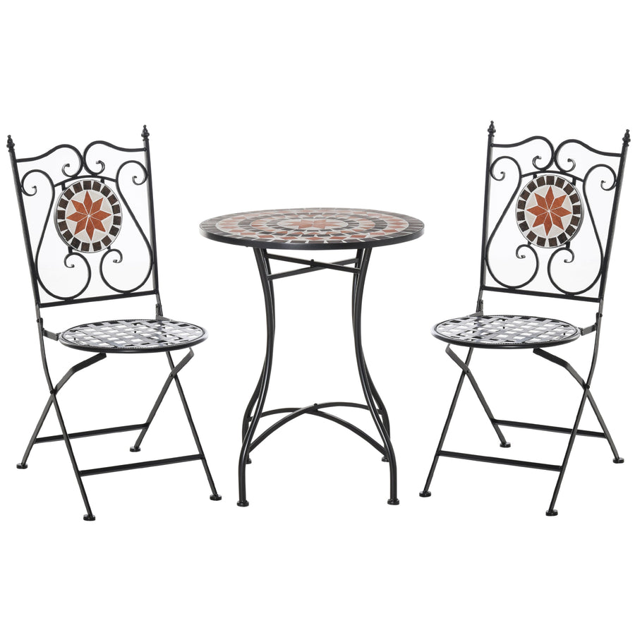 Outsunny Three-Piece Mosaic Bistro Table Set - Multicoloured