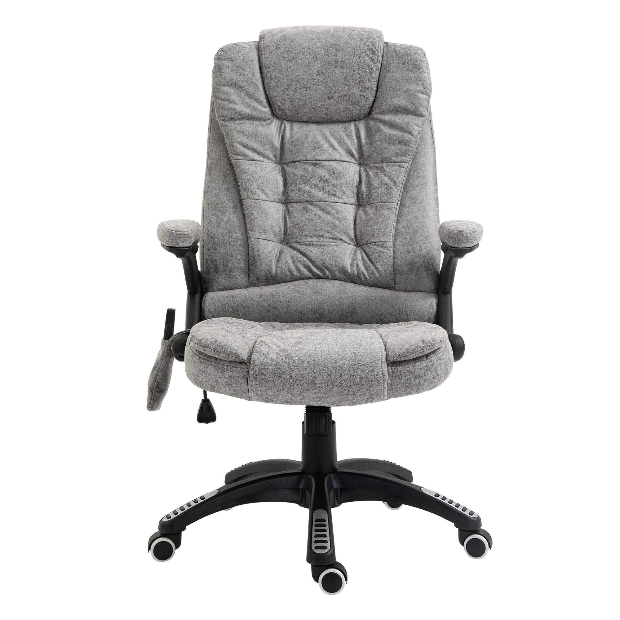 Vinsetto Massage Recliner Chair Heated Office Chair with Six Massage Points Microfiber Cloth 360√Ç¬∞ Swivel Wheels Grey
