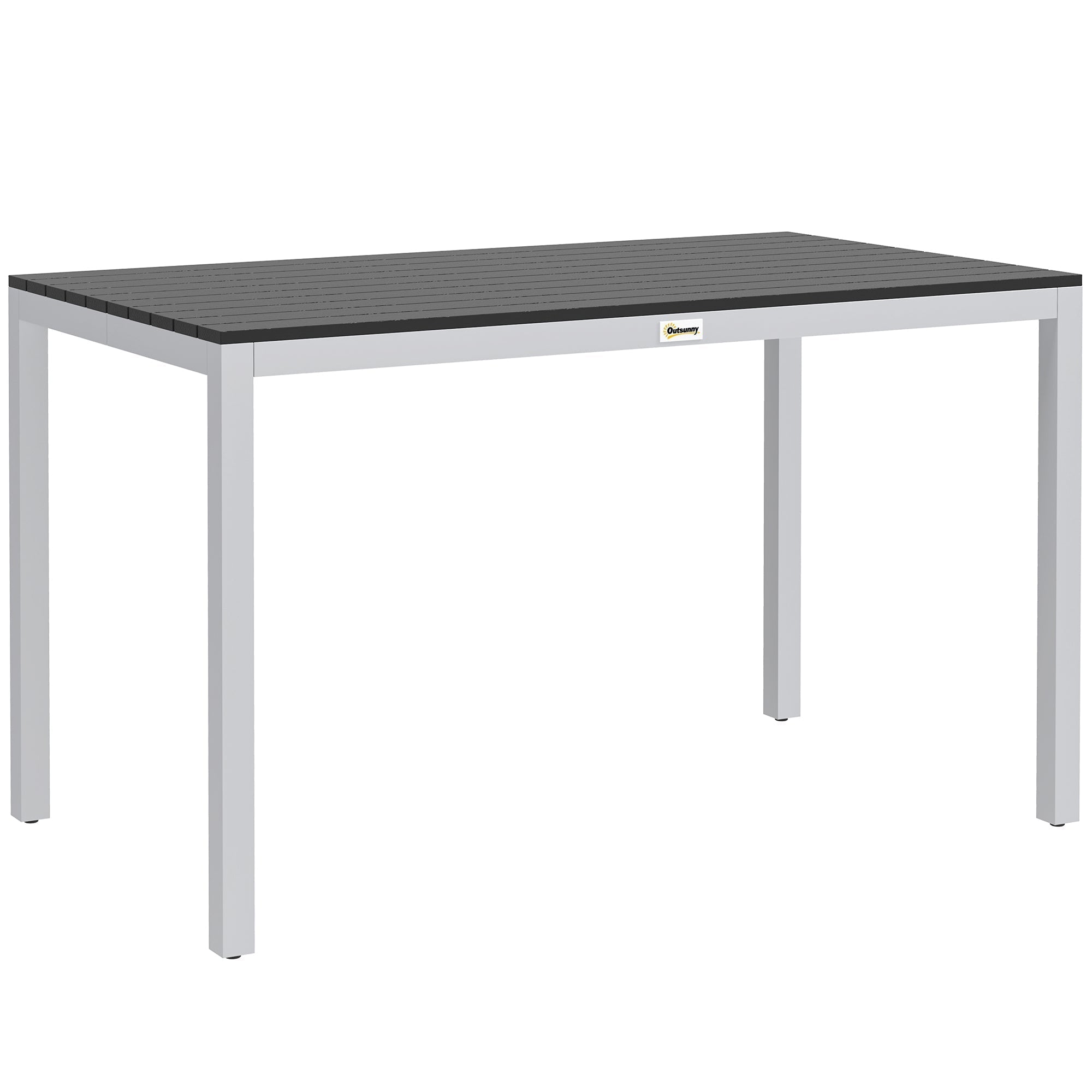 Outsunny Garden Table for 4-6, 120 x 70 cm Outdoor Dining Table with Rust-Resistant Aluminium Frame, Easy Maintenance Slatted Top, for Patio, Terrace, Balcony, Black