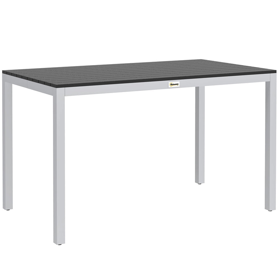 Outsunny Garden Table for 4-6, 120 x 70 cm Outdoor Dining Table with Rust-Resistant Aluminium Frame, Easy Maintenance Slatted Top, for Patio, Terrace, Balcony, Black