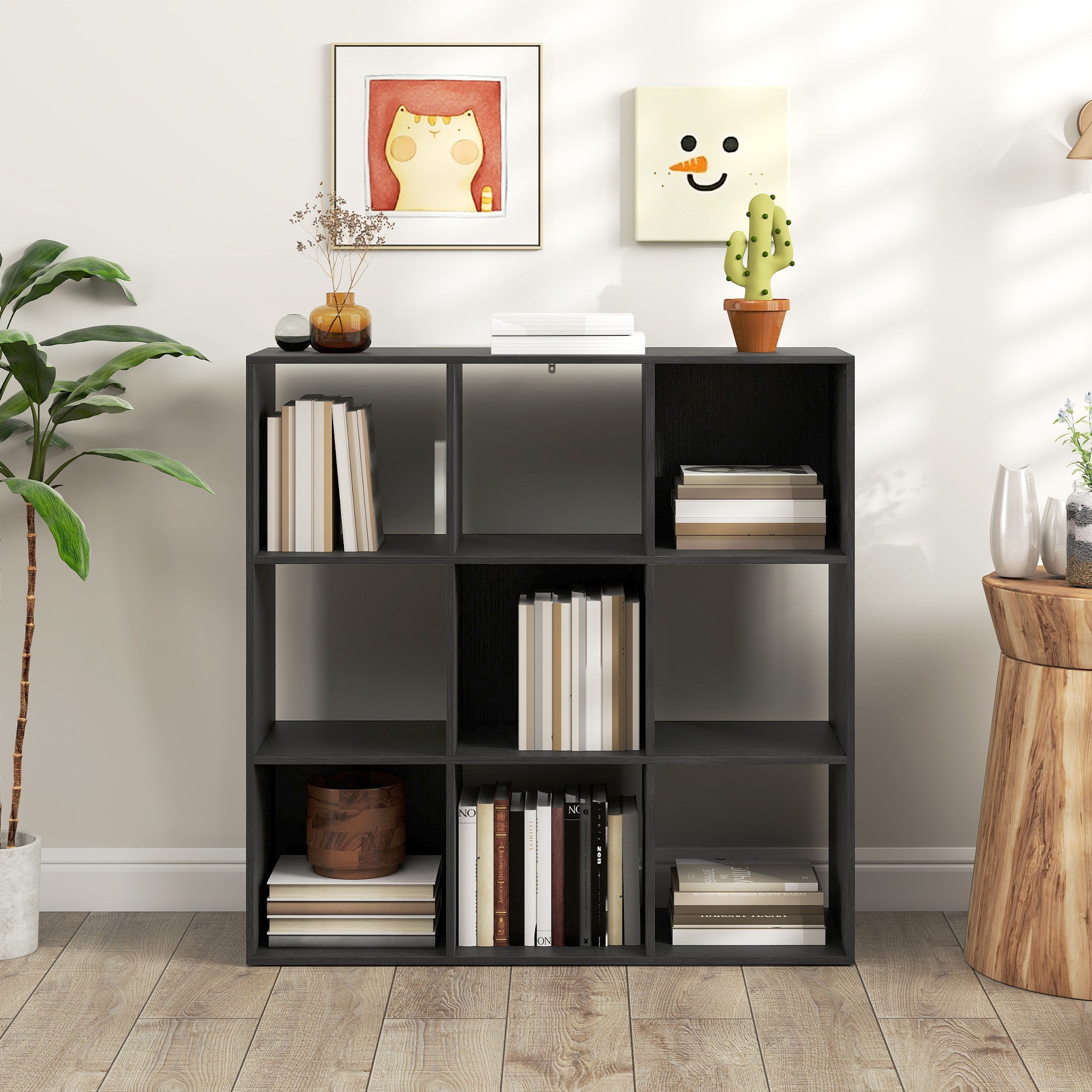 HOMCOM Nine-Cube Storage Shelf - Black